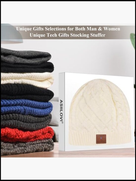 Bluetooth Beanie with Wool Lining, 20hr Playtime, Hands-Free Calling, Gift Ready